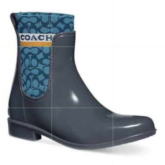 Coach Rivington Blue Ombré rubber short Rain Boots size 10 in EUC - Picture 10 of 10